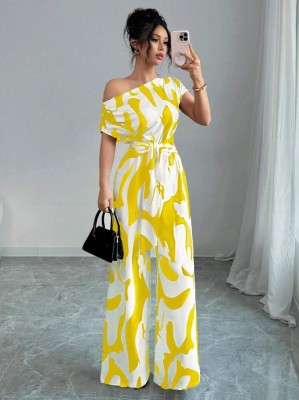 Śmietankowy kombinezon wzór wiązanie (M)