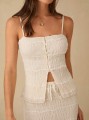 Teksturowany top ecru guziki (XS)