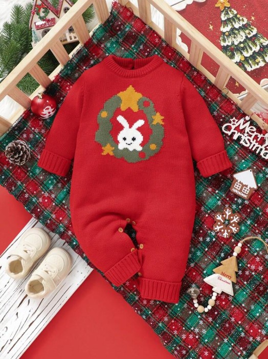 Czerwony dzianinowy kombinezon (12-18M)