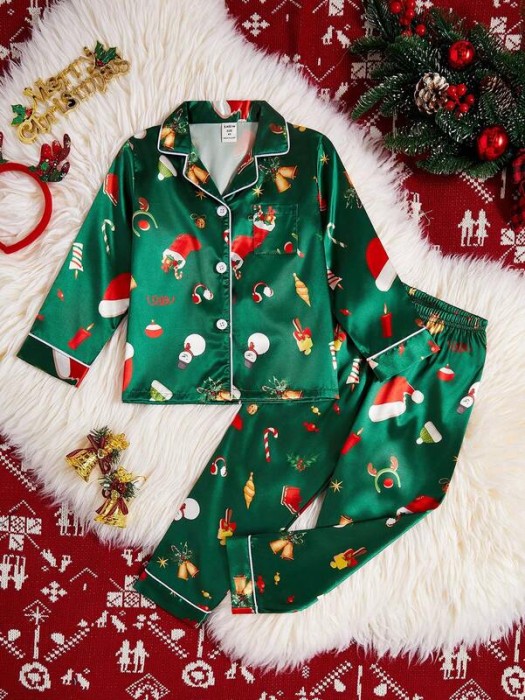 Zielona piżama motyw świąteczny (5L)
