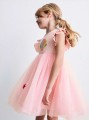 Różowa tiulowa sukienka hafty (7L)