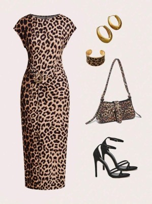 Midi sukienka wzór (XL)