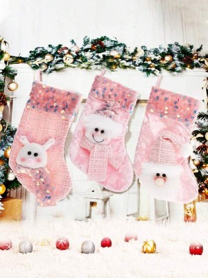 3pack różowe dekoracje świąteczne cekiny