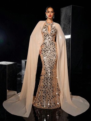 Cekinowa sukienka maxi (S)