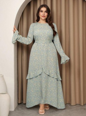 Długa sukienka falbany pasek (3XL)