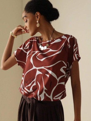 Brązowa bluzka wzór (S)