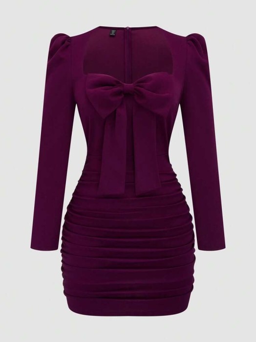 Burgundowa sukienka mini (4XL)