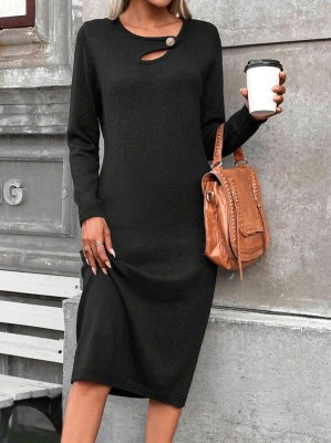 Czarna sukienka dzianinowa midi (S)