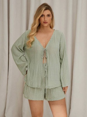 Szałwiowy zestaw szorty bluzka (4XL)