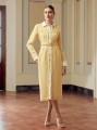 Żółta koszulowa sukienka pasek (L)