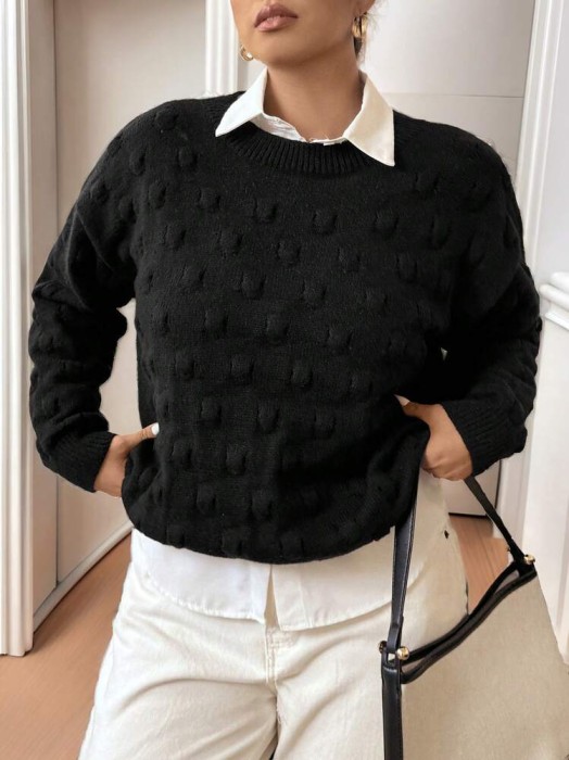 Czarny pleciony sweter (1XL)