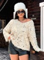 Beżowy sweter cekiny (1XL)