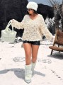 Beżowy sweter cekiny (1XL)