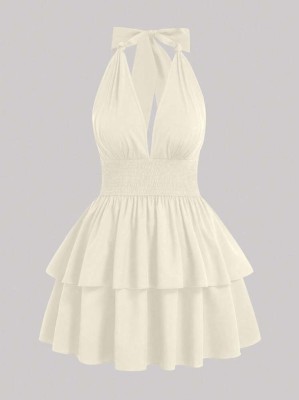 Warstwowa sukienka mini wiązanie (3XL)