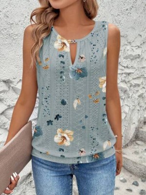 Wzorzysta bluzka bez rękawów (S)