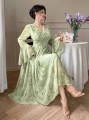 Zielona sukienka v neck kwiaty (S)