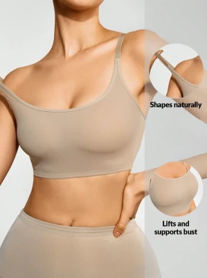 Beżowy gładki bralet (XS)