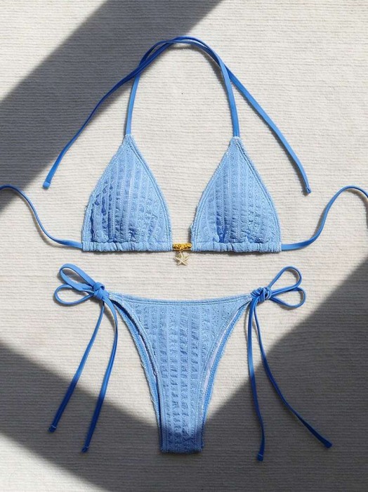 Niebieski dwuczęściowy komplet bikini (S)
