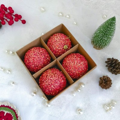 Zdobione okrągłe bombki 4 sztuki