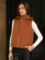 Brązowa kamizelka zamek wzór (XS)