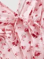 Jasnoróżowy top kwiaty marszczenia (2XL)