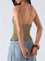 Khaki top open back (M)