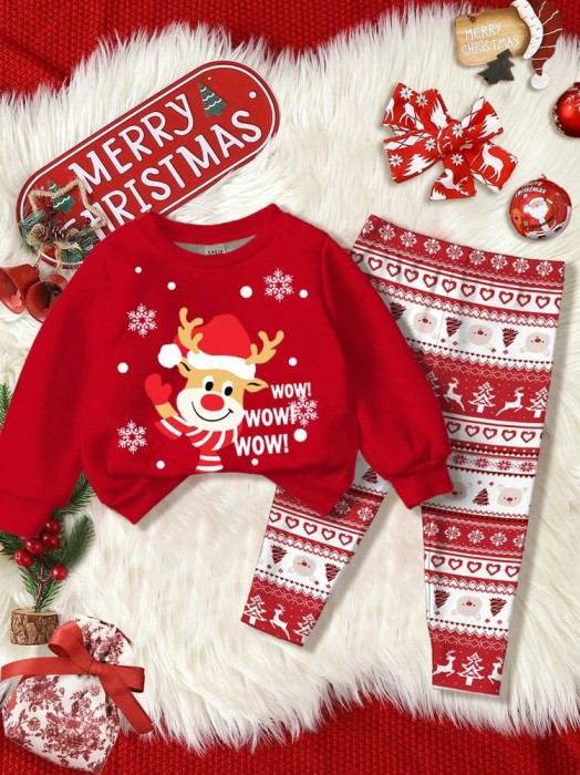 Świąteczny komplet legginsy bluza (9-12M)