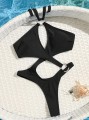 Czarny strój kąpielowy cut out (M)