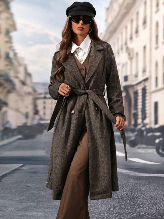 Wzorzysty płaszcz pasek (L)