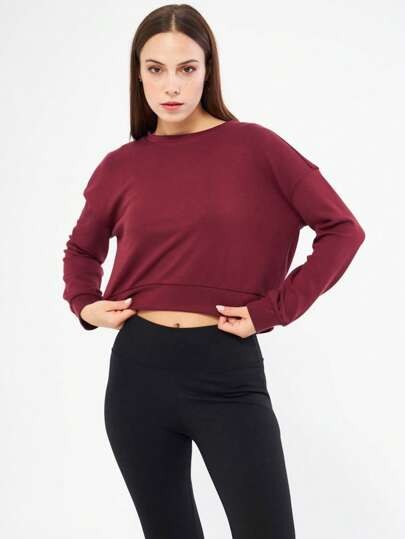 Bordowa cienka krótka bluza (L)