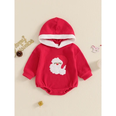 Czerwone polarowe body kaptur (9-12M)