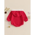 Czerwone polarowe body kaptur (9-12M)
