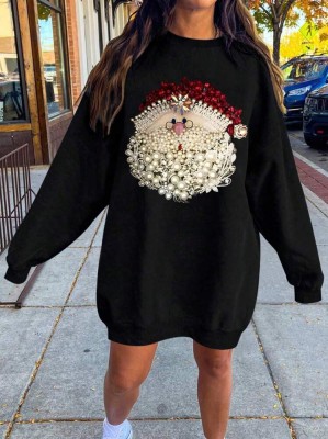 Czarna sukienka dresowa nadruk (S)