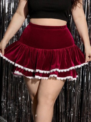 Bordowa aksamitna spódnica (3XL)