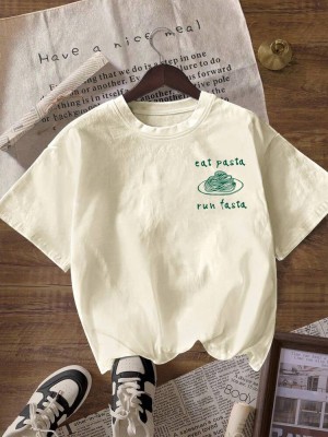 Ecru t-shirt nadruk (M)