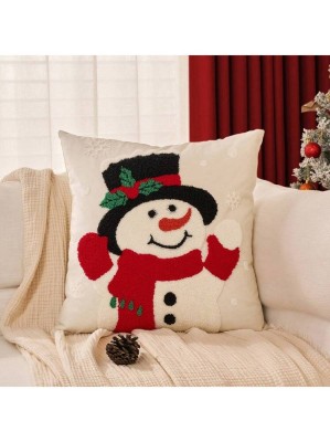 Zimowa poszewka na poduszkę bałwan