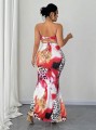 Wzorzysta sukienka maxi (5XL)