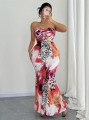 Wzorzysta sukienka maxi (5XL)