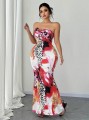 Wzorzysta sukienka maxi (5XL)