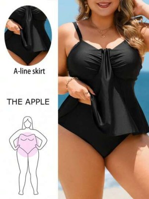 Czarne gładkie tankini (2XL)