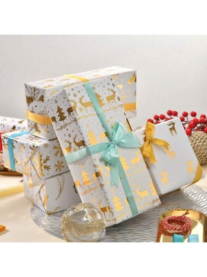 Białe świąteczne arkusze do pakowania 5sztuk