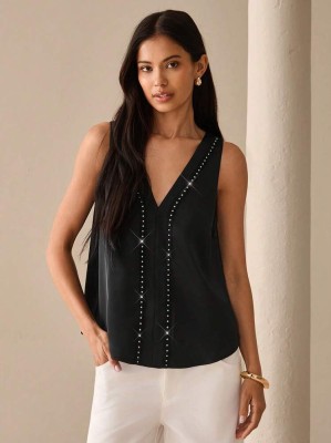 Czarna satynowa bluzka (S)