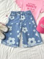 Niebieskie szorty jeansowe kwiaty (15L)