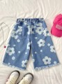Niebieskie szorty jeansowe kwiaty (15L)