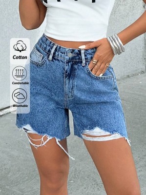 Niebieskie jeansowe spodenki dziury (M)