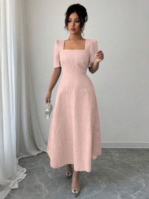 Teksturowana sukienka kwadratowy dekolt (XL)