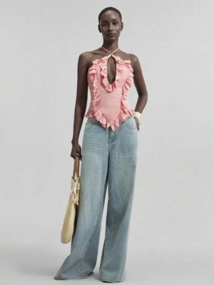 Różowy top marszczenia (L)