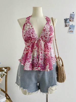 Wzorzysty top wiązanie (0XL)