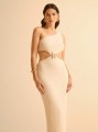 Teksturowana sukienka cut out przypinka (XL)