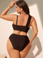 Brązowe bikini kąpielowe top figi (0XL)